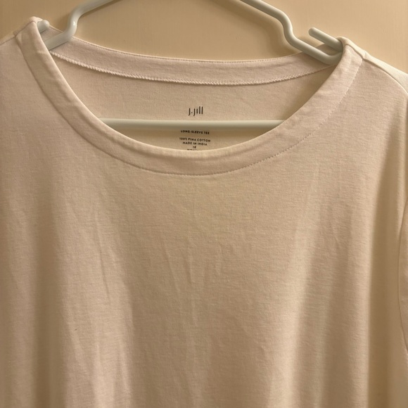 J Jill Long Sleeve Tee Shirt White 1X Soft Pima Cotton Stretch - Picture 3 of 6